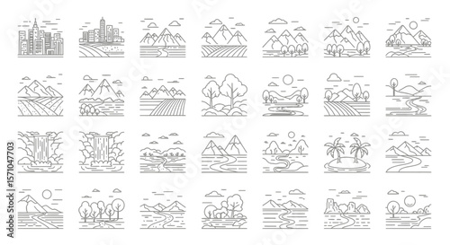 Farm and Agricultural Practices Line Icon Set