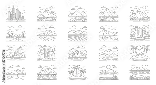 Farm and Agricultural Practices Line Icon Set