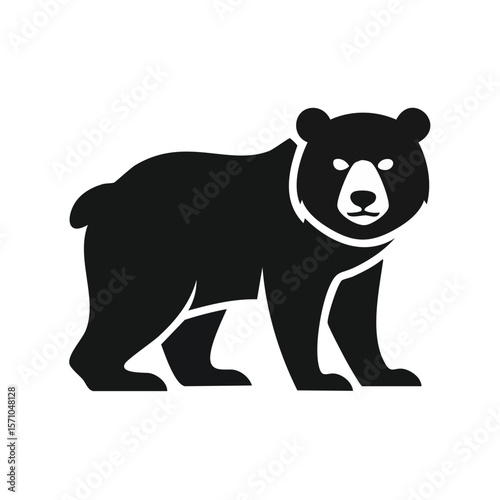Bear Full Body Black Glyph Icon (Color Changes Available in SVG)