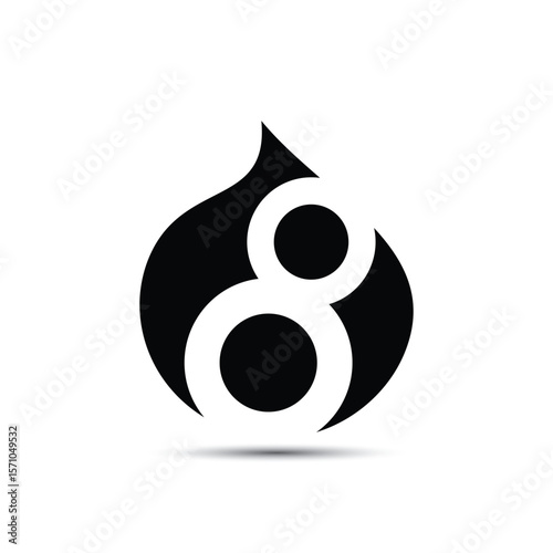 fire with 8 number logo design icon