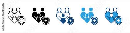 Family Insurance icon set multiple style collection