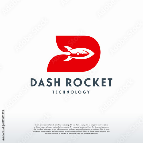 Dash Rocket logo designs, D initial Rocket logo symbol