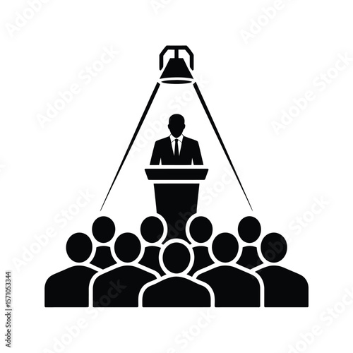 Speaker podium audience spotlight presentation