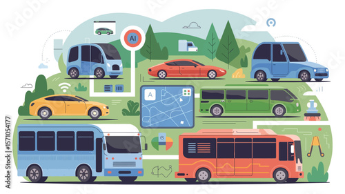 Diverse vehicles transportation network cars buses