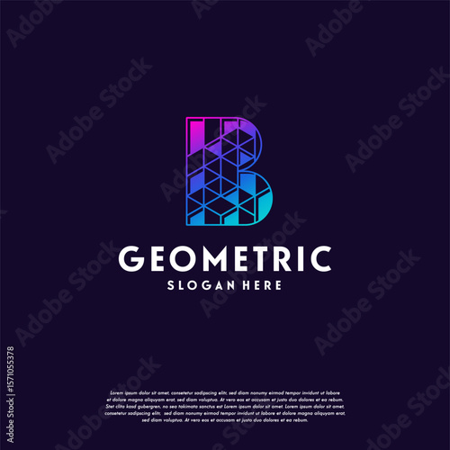 Modern Abstract B Geometric Logo template, B initial logo