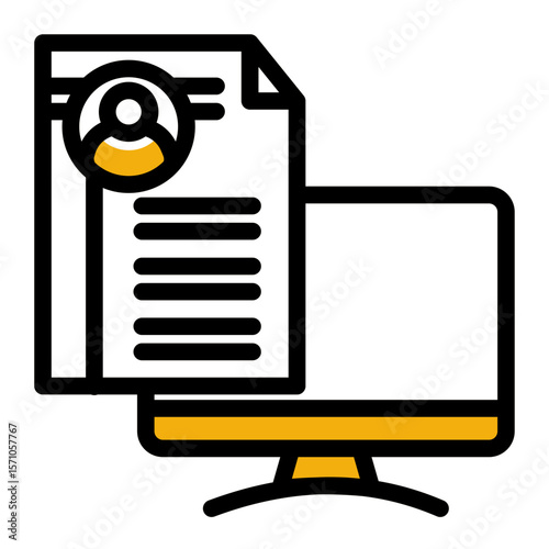 Professional Resume Document from the Business Automation icon collection (Outline Color Lineal Style)