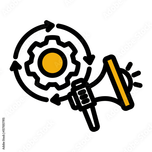 Automated Campaign Manager from the Business Automation icon collection (Outline Color Lineal Style)