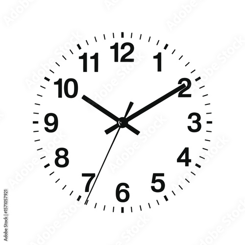 Clock Face. Clock Dial. Empty Mechanical Watch Face With Arrows - Minute and Hour Marks. Arabic and Roman Numbers. Vector