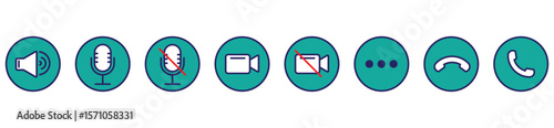 collection of phone calling icon. Phone calling icon set. Streaming icon set. Video call buttons set. vector stock. 