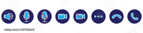 phone calling icon. Phone calling icon set. Streaming icon set. Video call buttons set. vector stock. 