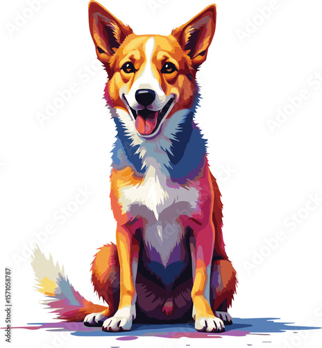 dog with a red ribbon