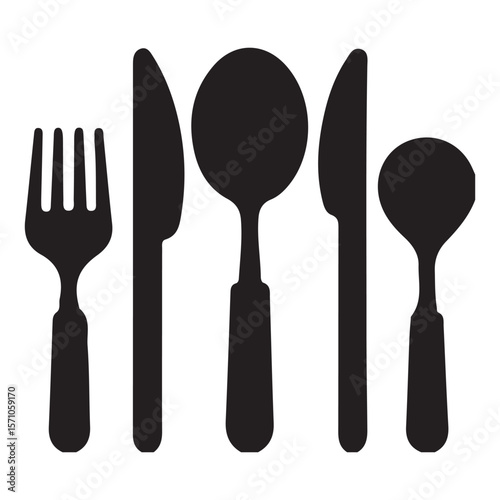 Cutlery Set Silhouette - Kitchen Utensils, Dining And Restaurant Icon