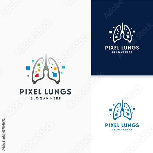 Digital Lungs, Pixel Lungs logo designs concept, design concept, logo, logotype element for template