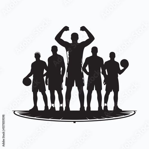  Basketball Team Silhouette - Champions, Athletes And Sports Victory Graphic