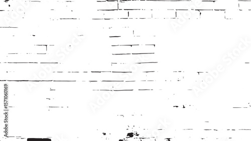 High contrast image of a white brick wall with black mortar and visible texture and imperfections