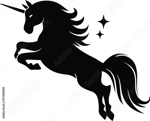 Running wild mustang horse vector silhouette illustration design