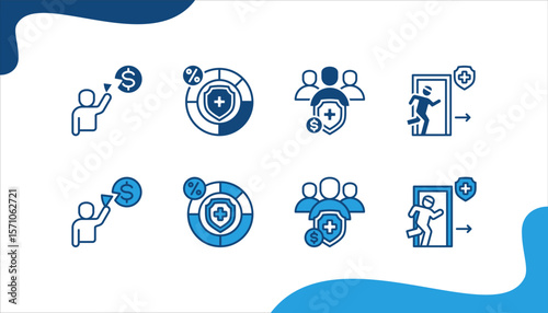 Copayment banner web icon set vector illustration. concept with Deductible, Insurance premium, Health insurance, Outpatient.