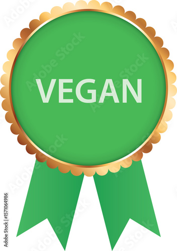 VEGAN – green award banner with ribbons