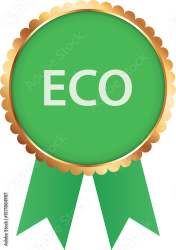 ECO  – green award banner with ribbons