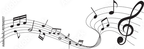 vector illustration of sheet music - musical notes melody	