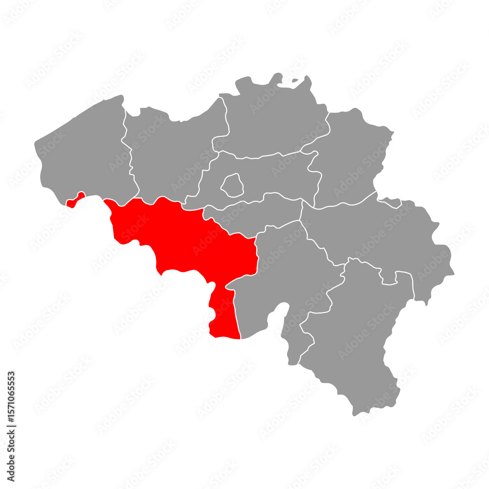 Obraz premium Hainaut of Belgium map symbol, travel web flat concept icon vector illustration .