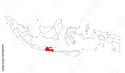 Indonesia detailed East Java map shape, Flat web graphic concept icon symbol vector illustration .