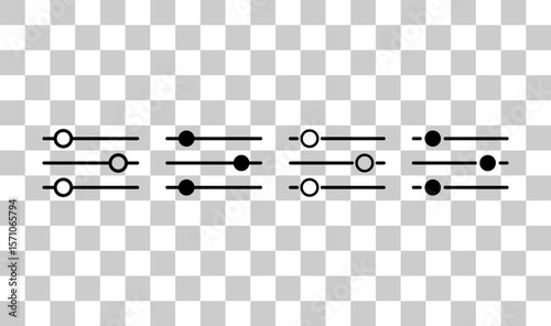 Set of Volume mixer icon, filter sound symbol button, switch sign vector illustration .