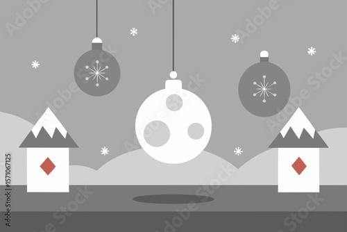 Christmas Decorated Room With White And Silver Ornaments
