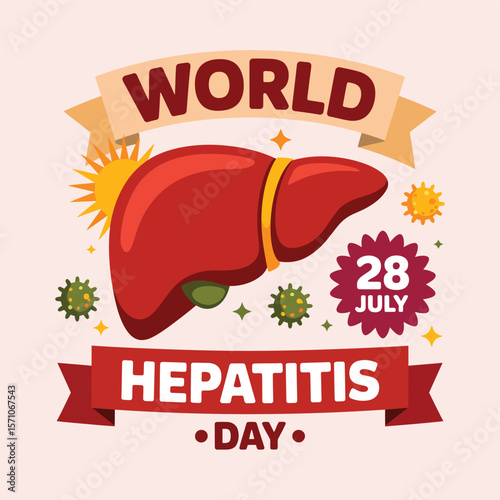 World hepatitis day awareness illustration for liver health and disease prevention campaign