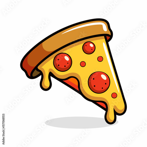 Mouthwatering Pepperoni Pizza Slice.  A Delicious Treat