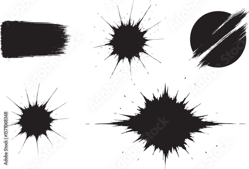 Ink Splatter Silhouettes – Abstract Texture Marks, Spiked Blots & Graphic Brush Elements