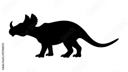 Triceratops Silhouette Dinosaur Clipart – Prehistoric Horned Herbivore Vector