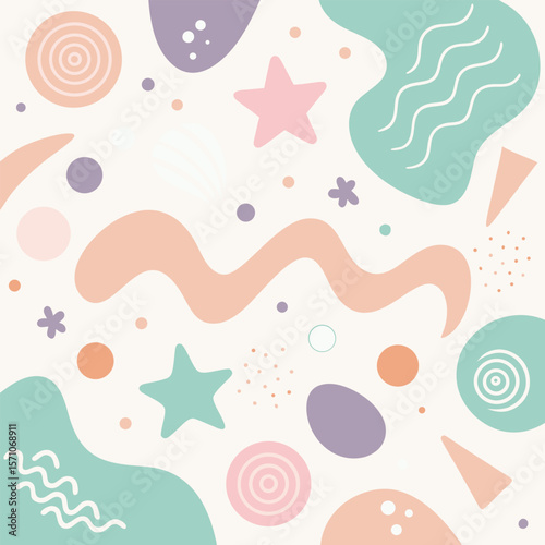 Abstract colorful shapes with soft pastels and organic forms modern graphic design elements for backgrounds and creative projects