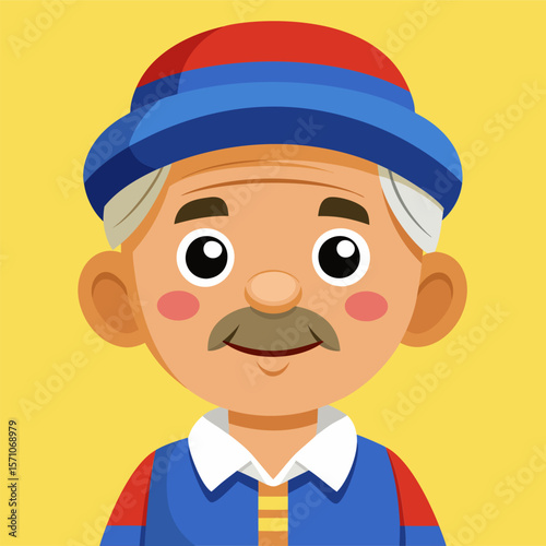 Joyful Elderly Man Cartoon Illustration