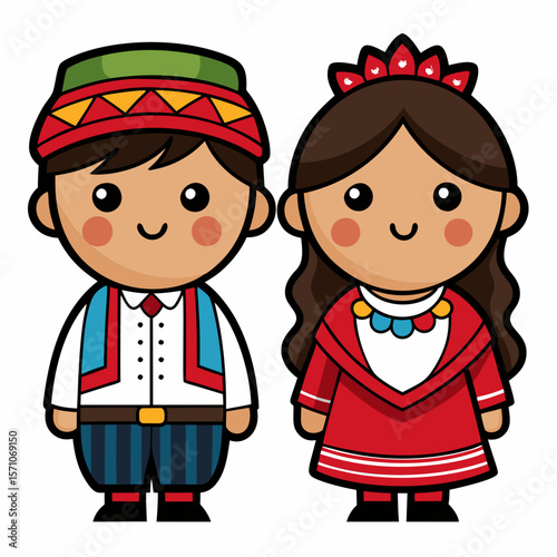 Adorable Chilean Children in Traditional Andean Costume