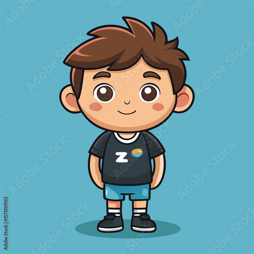 Adorable Cartoon Boy.  Happy.  Smiling Child Illustration