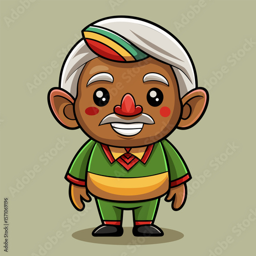 Cheerful Cartoon Elderly Indian Man Illustration
