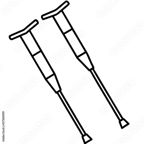 Crutches Medical Support Outline Vector