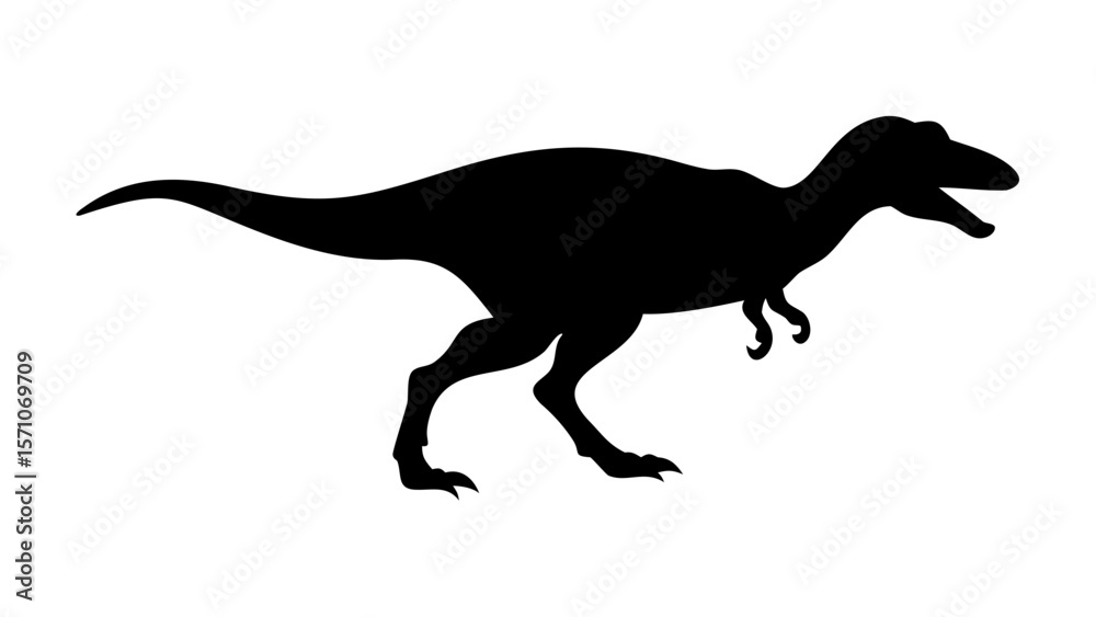 Naklejka premium Velociraptor Dinosaur Silhouette Vector – Prehistoric Predator Graphic Design