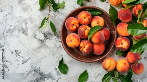 half-top view fresh peaches mellow and tasty fruits inside brown plate on light-white desk fresh fruit mellow photo vitamine