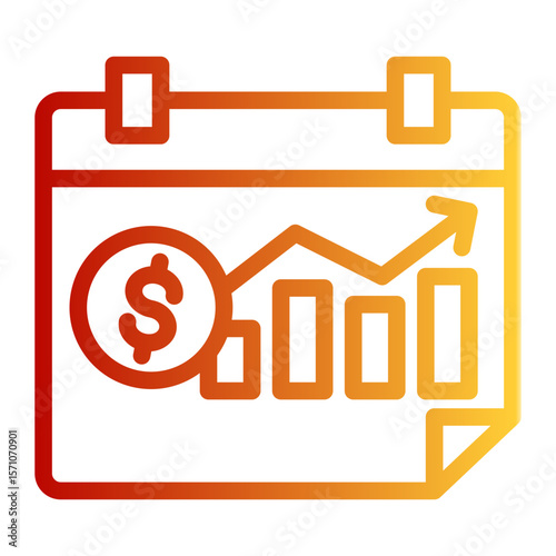 Revenue Period Calendar Icon from Accounting Icon Collection (Outline Gradient Style)