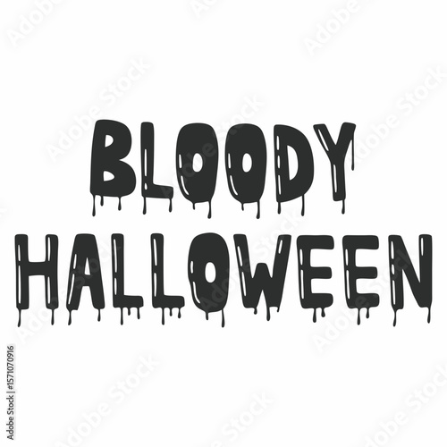Bloody Halloween text with dripping horror font