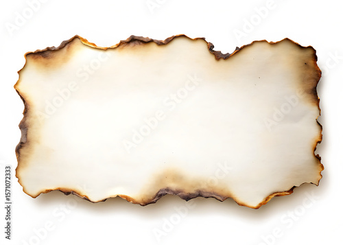 Realistic Burnt paper edge isolated on white background, PNG