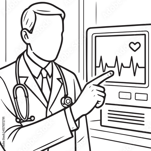 Doctor's insight, monitoring heartbeat on ECG Monitor