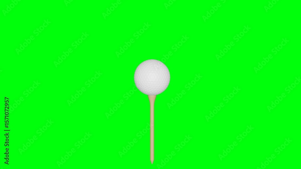 golf ball on tee animation on green screen background golf ball on tee animation on green screen background