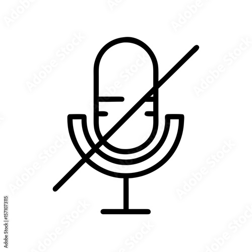 An illustrative microphone icon with a crossed-out symbol, conveying the concept of silence or muting.