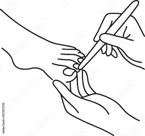 hands in treatment of Pedicure