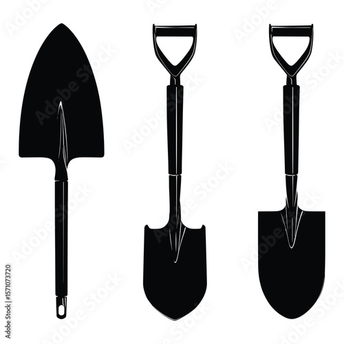 Silhouette of Shovels and Construction Tools