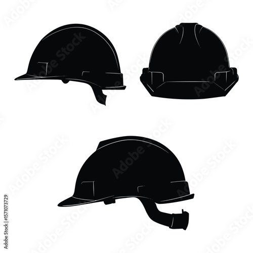 Silhouette of Hard Hats for Safety and Construction