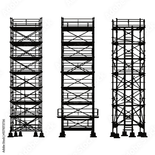 Silhouette of Metal Scaffolding Structures